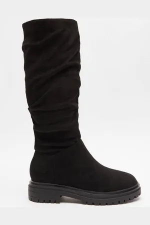 Quiz Womens Faux Suede Ruched Boots - 7