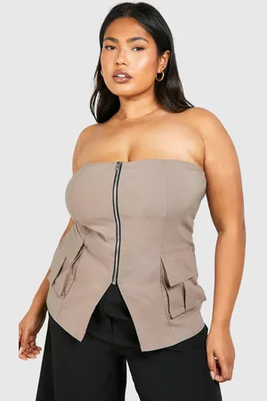 Boohoo Womens Plus Zip Through Utility Corset Top - - 18