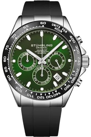 Stuhrling Aquamaster 4048 Chronograph Watch Quartz 42mm Case rubber Strap - - One Size