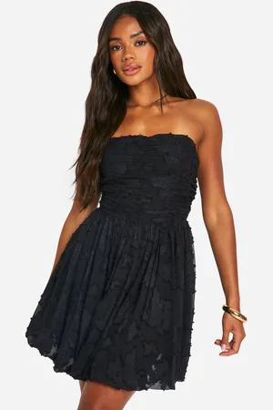 Boohoo Womens Burnout Floral Bandeau Ruched Mini Dress - - 12