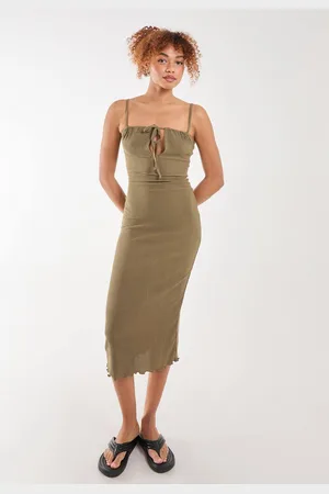Pink Vanilla Womens Crinkle Tie Midi Dress - - 8
