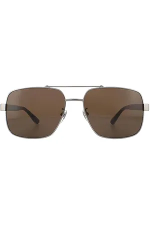 Gucci Square Ruthenium Havana Brown Sunglasses - - One Size