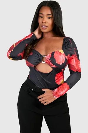 Boohoo Womens Plus Long Sleeve Ring Detail Bodysuit - - 18
