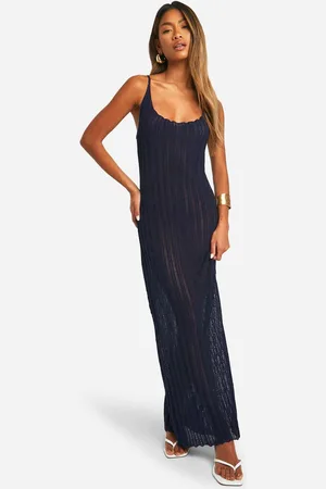 Boohoo Womens Crochet Ladder Cowl Neck Knitted Maxi Dress - - 16