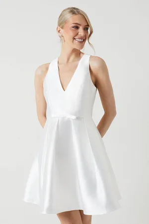 Coast Womens Plunge Neck Bow Waist Twill Mini Dress With Pockets - - 12