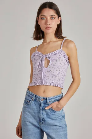 Pink Vanilla Womens Ditsy Floral Strappy Top - - L