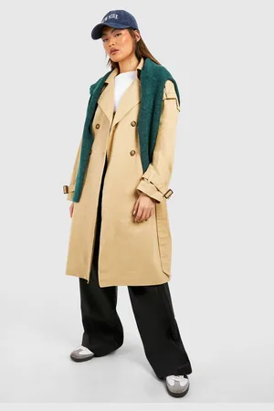 Boohoo Womens Shoulder Detail Belted Trench Coat - - 16