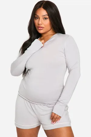 Boohoo Womens Plus Long Sleeve Modal Lounge Tshirt - - 24