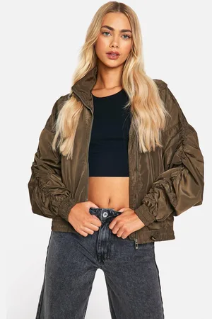 Boohoo Womens Toggle Ruched Detail Mac - - 16