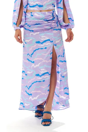 Liquorish Womens Abstract Print Gathered Front Maxi Skirt - - 12