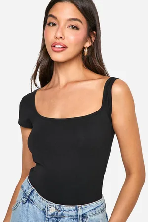 Boohoo Womens Asymmetric Cap Sleeve Bodysuit - - 14