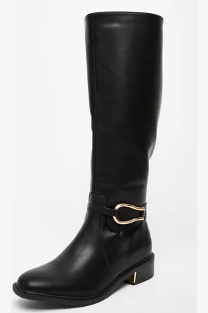 Quiz Womens Wide Fit Faux Leather Knee High Flat Boots - 3