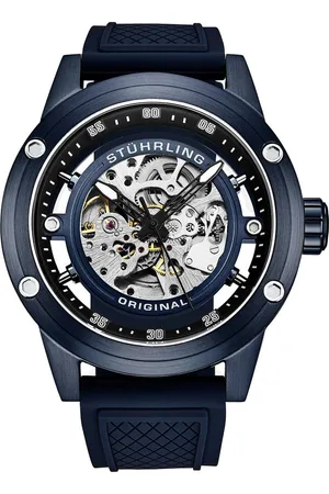 Stuhrling Grandiose 4034 Automatic Watch 50mm Skeleton Dial silicone strap - - One Size