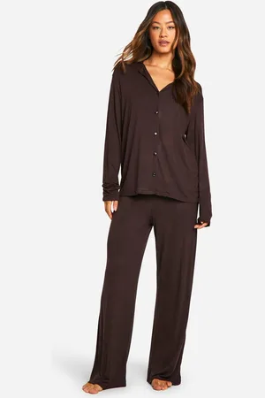 Boohoo Womens Tall Long Sleeve Shirt & Trousers Pyjama Set - - 8