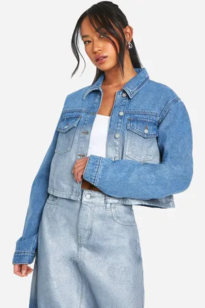 Boohoo Womens Metallic Ombre Denim Jacket - - 10