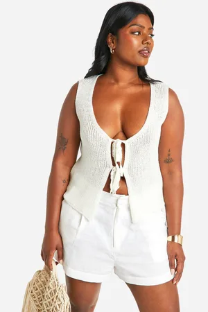 Boohoo Womens Plus Tie Front Knitted Waistcoat - - 18