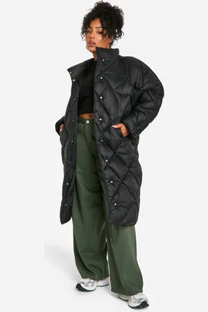 Boohoo Womens Plus Quilted Longline Puffer Coat - - 16