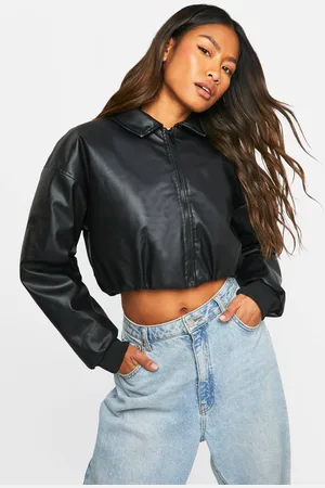 Boohoo Womens Faux Leather Cropped Collar Detail Jacket - - 16