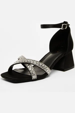 Quiz Womens Satin Diamante Block Heels - 4