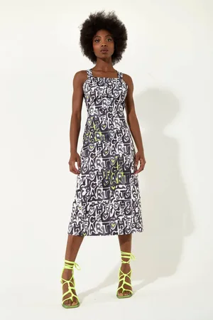 House of Holland Womens Abstract Print Midi Dress With An Open Crossed Back Detail - - 10