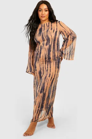 Boohoo Womens Plus Tie Dye Printed Flare Sleeve Beach Dress - - 18