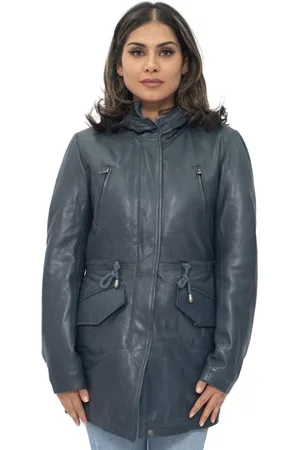Infinity Womens Leather Hooded Parka Jacket-Bucharest - - 16