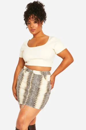 Boohoo Womens Plus Mock Croc Denim Mini Skirt - - 26