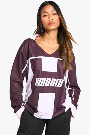 Boohoo Womens Madrid Printed Oversized Football T-Shirt - - M