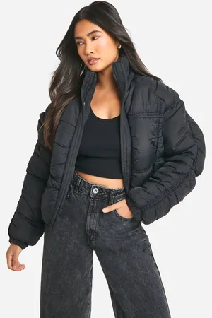 Boohoo Womens Ruched Detail Puffer Jacket - - 14