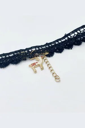 SVNX Womens Lace Choker With Reindeer Charm - - One Size