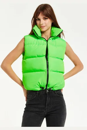 Liquorish Womens Puffer Vest with Drawstring Hem - One Size