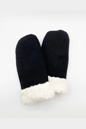 SVNX Womens Faux Suede Mittens With Borg Lining - - One Size