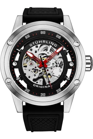 Stuhrling Grandiose 4034 Automatic Watch 50mm Skeleton Dial silicone strap - - One Size