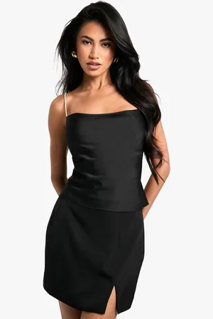 Boohoo Womens Satin Diamante Cross Back Cami - - 12