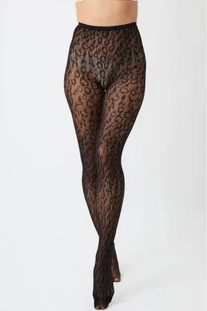 My Accessories Womens Leopard Fishnet Tights - - 6-8