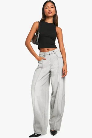 Boohoo Womens Seam Detail Slouchy Boyfriend Jean - - 16