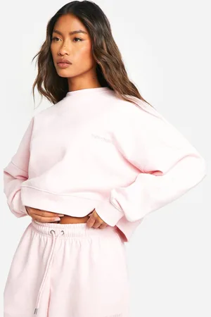 Boohoo Womens DSGN Studio Embroidered Boxy Crop Sweatshirt - - M
