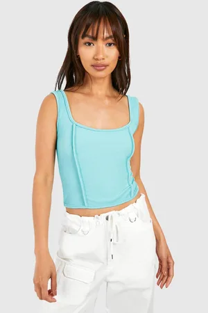 Boohoo Womens Rib Square Neck Corset - - 10