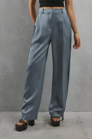 warehouse Womens Premium Fringe Side Straight Leg Trouser - - 14