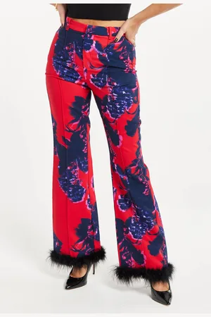 Liquorish Womens Floral Print Tailored Trousers Fluffy - 10