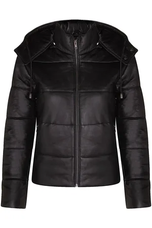 Infinity Womens Puffer Leather Bomber Jacket-Ajax - - 8