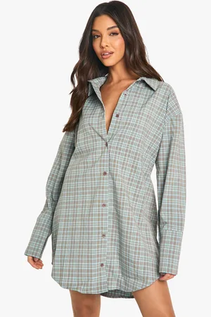 Boohoo Womens Check Cinched Waist Shirt Dress - - 6