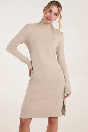 Blue Vanilla Womens Roll Neck Ribbed Jumper Dress - - M