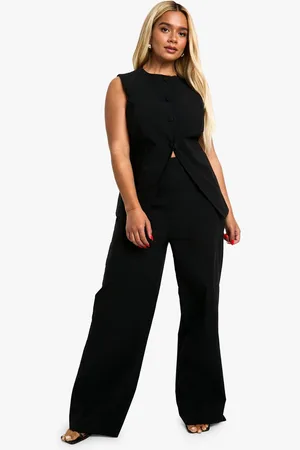 Boohoo Womens Plus Super Stretch Longline Waistcoat & Straight Leg Trousers - - 28
