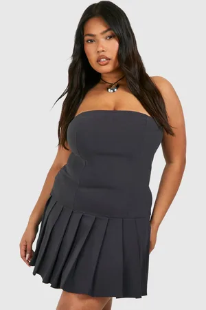 Boohoo Womens Plus Bandeau Pleated Mini Dress - - 26