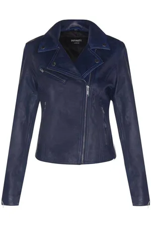 Infinity Womens Classic Leather Brando Biker Jacket-Loughton - - 16