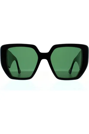 Gucci Womens Square and Green Swirl Green Sunglasses - One Size