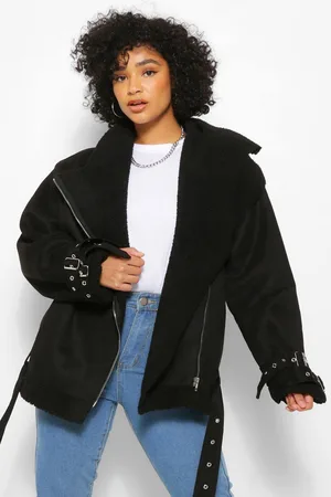 Boohoo Womens Plus Bonded Aviator Jacket - - 22