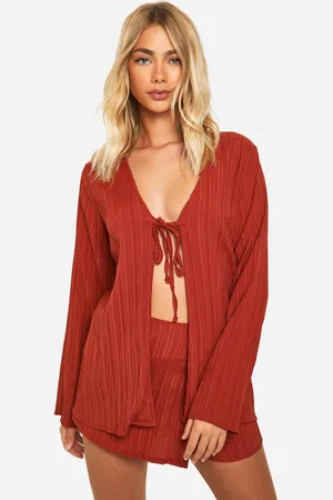 Boohoo Womens Woven Crinkle Tie Front Top & Wrap Skort - - 16