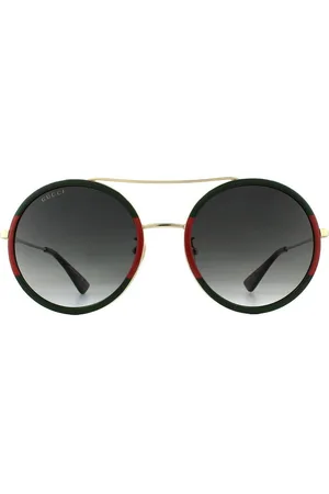 Gucci Womens Round Gold and Red Gradient Sunglasses - One Size